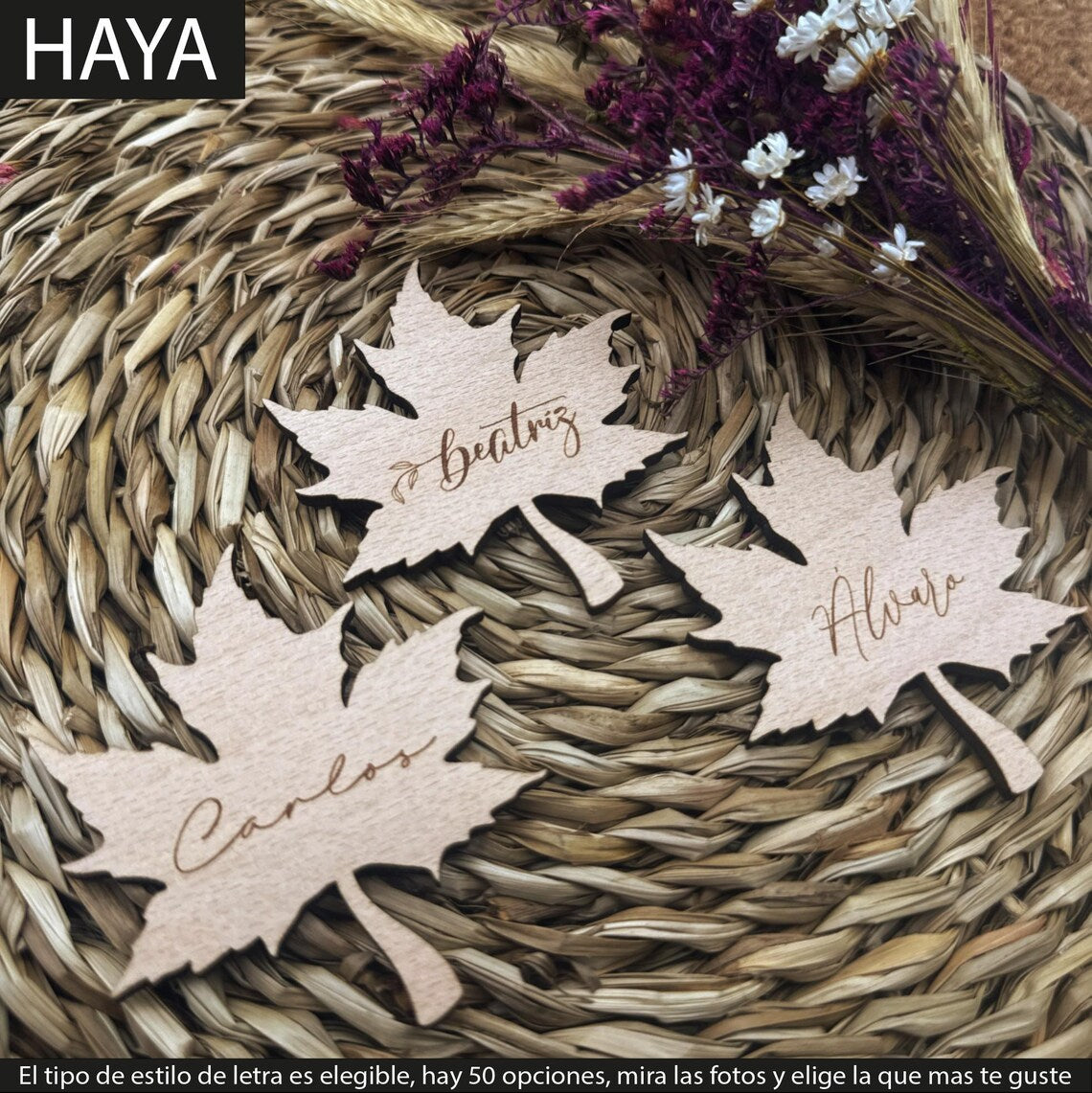 Marcasitios de Madera - Modelo Hoja - H1