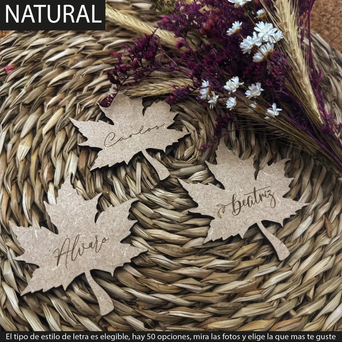 Marcasitios de Madera - Modelo Hoja - H1