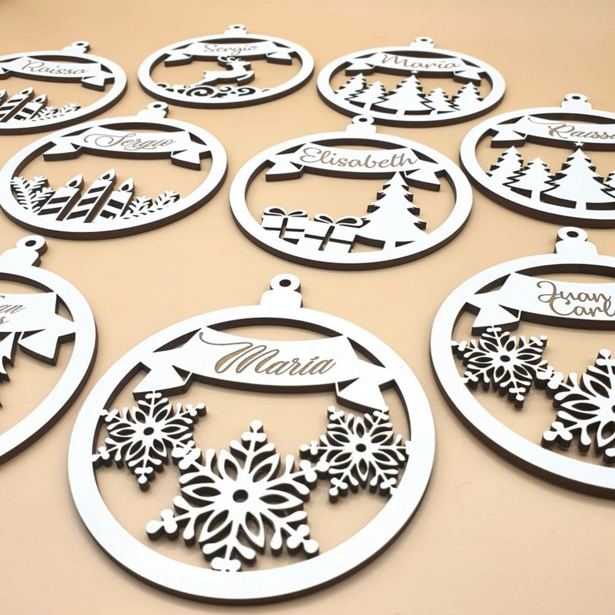 Bolas de Navidad - Madera - Tipo C