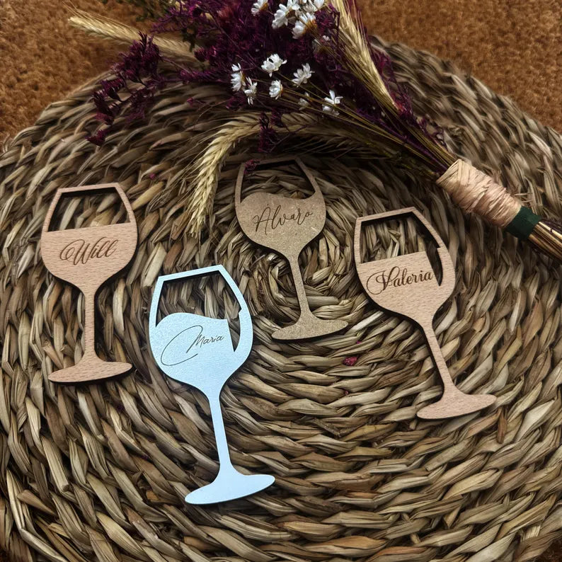 Marcasitios de Madera - Modelo Copa Vino